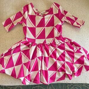 Dot Dot Smile Pink and White Geometric Dance Dress